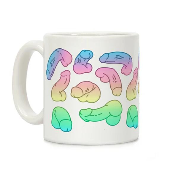 [Sale Up To 50%] Pastel Penis Pattern Coffee Mug - 11 oz or 15 oz Ceramic Drinkware with Large Handles, Printed in the USA, Handy for Coffee and Tea - Reusable