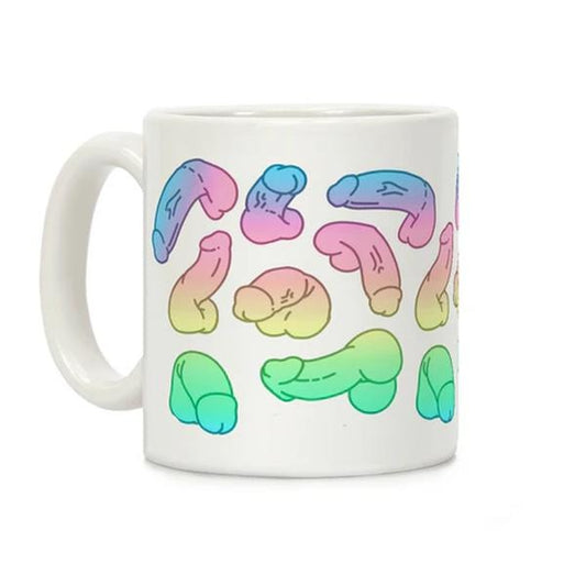 [Sale Up To 50%] Pastel Penis Pattern Coffee Mug - 11 oz or 15 oz Ceramic Drinkware with Large Handles, Printed in the USA, Handy for Coffee and Tea - Reusable