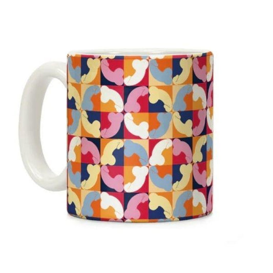 [Sale Up To 50%] Penis Tile Pattern Coffee Mug - 11 oz or 15 oz Ceramic Drinkware with Large Handles, Printed in the USA, Handy for Coffee and Tea - Reusable
