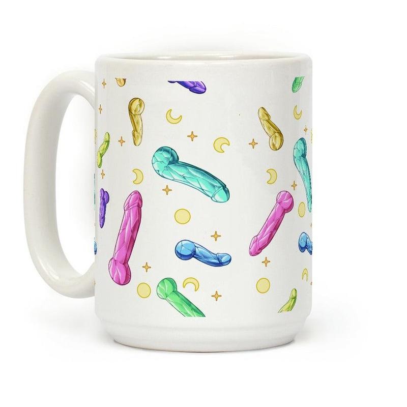 [Sale Up to 60% ] Penis Crystal Pattern Coffee Mug,  11 oz or 15 oz Ceramic Drinkware with Large Handles, Printed in the USA