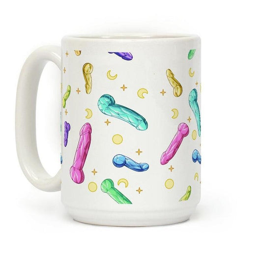[Sale Up to 60% ] Penis Crystal Pattern Coffee Mug,  11 oz or 15 oz Ceramic Drinkware with Large Handles, Printed in the USA