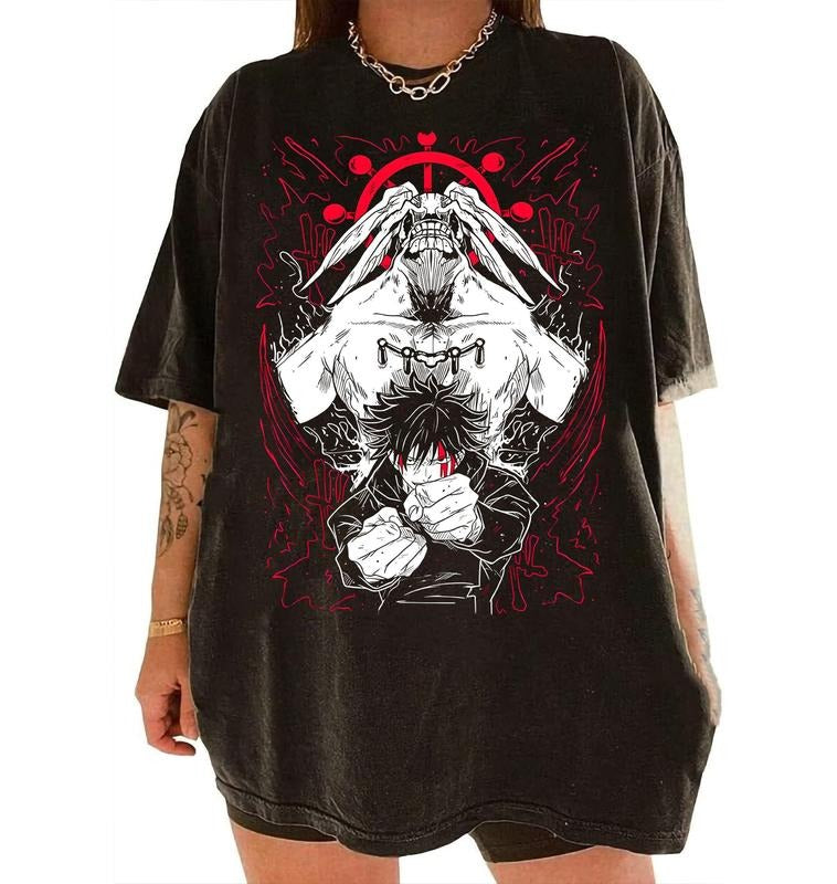 ( Sale off 40% ) Anime Hunter X Hunter Anime Double Printed Vintage Oversized Tee Unisex Oversize Anime Manga Heavyweight...