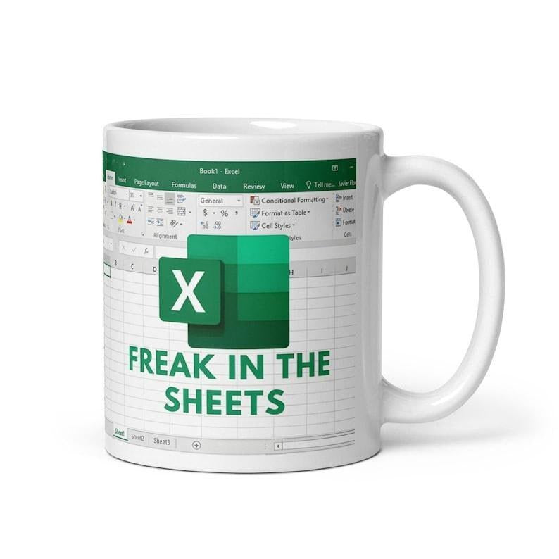 [Sale off up to 30%]  Freak In The Sheets Mug, Excel Coffee Mug, Mug Excel, Accountant Gift, Accountant Mug, Tax Accountant Gift - 11oz or 15oz Resuable Ceramic Drinkware With Large Handles - Printed In The USA - Aesthetic Coffee & Tea Mug