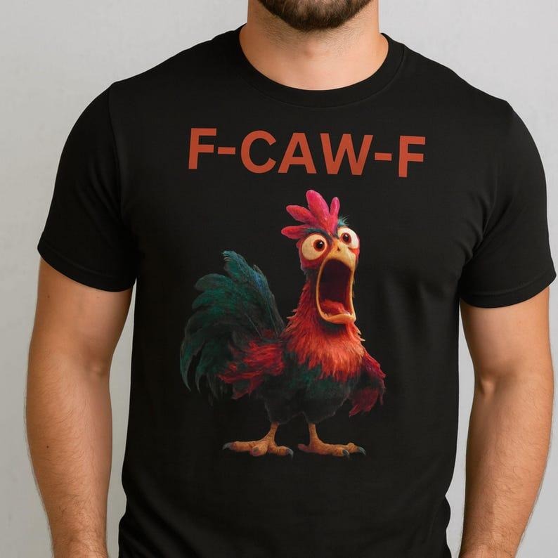 [Sale up to 30%] F-CAW-F Chiken Funny Rooster Graphic Tee, Unisex T-Shirt for Animal Lovers