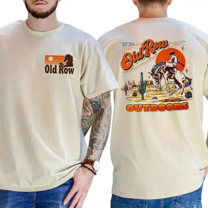 [Sale up to 45%] Out Row Outdoors Western C0wboy T-shirt, Comfortable Cotton Unisex Graphics T-shirt for men and women Menswear Top Classic