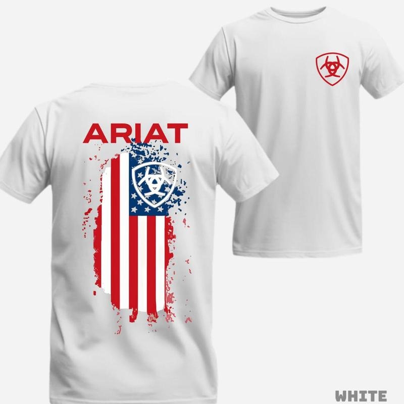 [Sale up to 50%] Ariat T-Shirt - Patriotic and Stylish Features a distressed American flag graphic