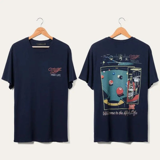 [Sale up to 50%] Miller High Life Pool Table T-shirt,  Welcome to High Life Miller Beer Unisex Cotton T-shirt Gift for Dad & Mom Menswear Top Classic