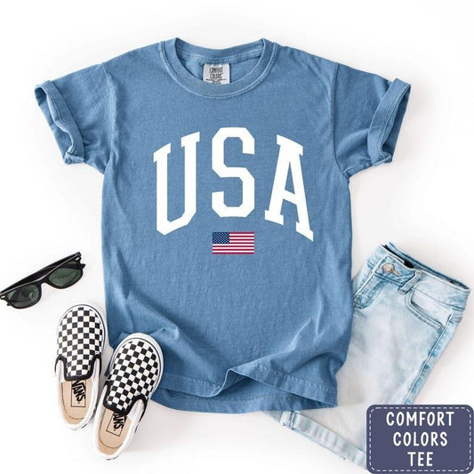 [Sale up to 50%]Comfort Colors USA Shirt, Patriotic T-Shirt ,Boys USA Tshirt
