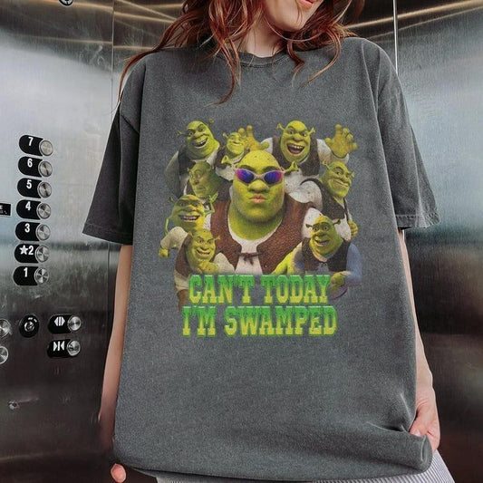 [[Sale up to 50%]Shrek Funny Comfort Color Shirt, Shrek Can't Today I'm Swamped Shirt, Meme funny Shirt