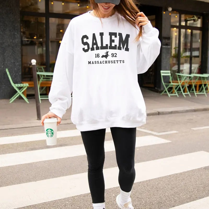 Salem Sweatshirt, Salem Massachusetts, Preppy Varsity Halloween Sweatshirt, Witch Crewneck, 1692 Sweatshirt, Fall Sweater, Salem Shirt