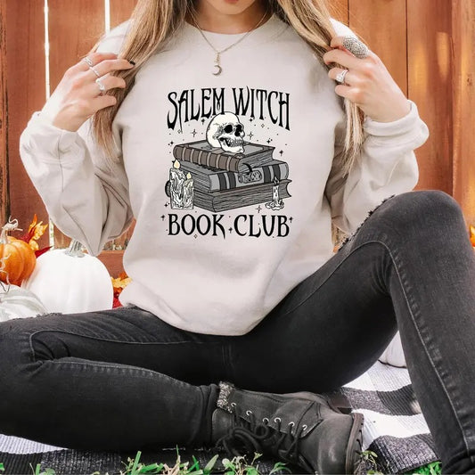 Salem Witch Book Club Sweatshirt, Funny Halloween Shirt, Reading Sweatshirt, Book Lover Halloween Gift, Skull Sweater