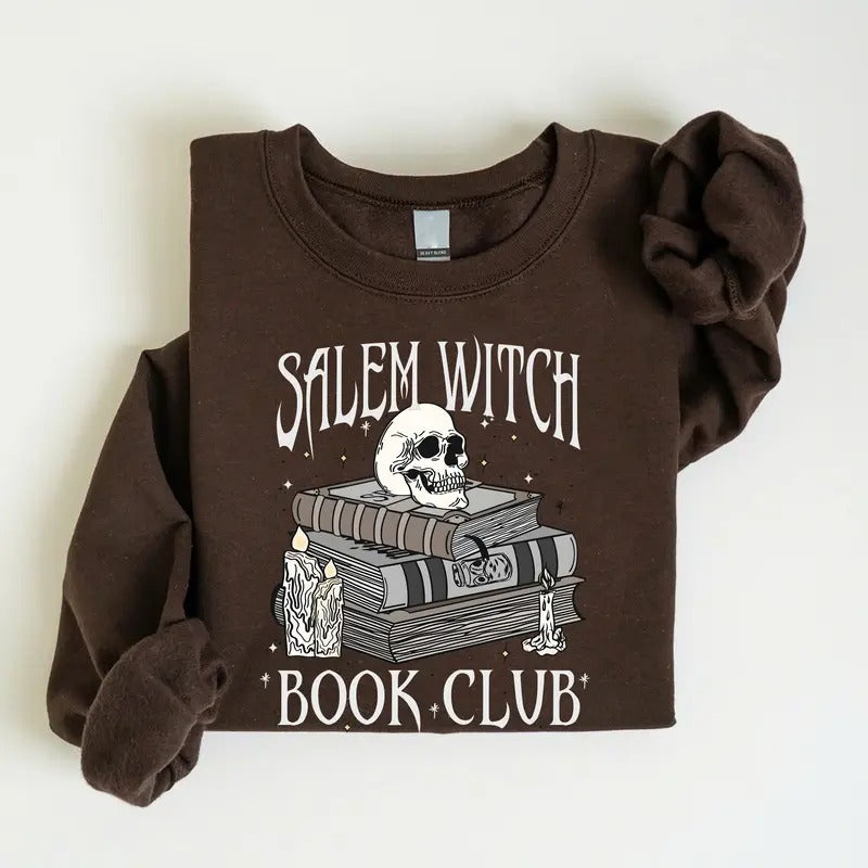 Salem Witch Book Club Sweatshirt, Funny Halloween Shirt, Reading Sweatshirt, Book Lover Halloween Gift, Skull Sweater, Halloween Costume