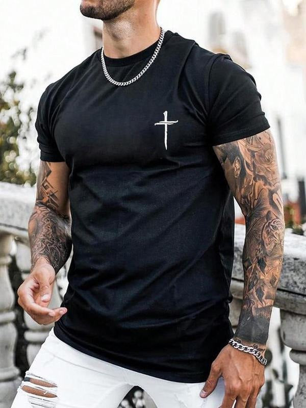 [Saleup Hidden leaf ninja 75%] Men'WB shield Regular Fit Cross Print Short Sleeve Tee, Casual Graphic Round Neck T-Shirt...