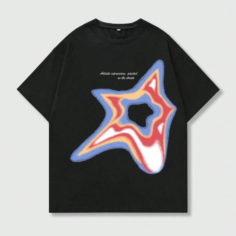 [Saleup Hidden leaf ninja 75%]Men'WB shield Lightsaber brand & Letter Print Round Neck Tee, Regular Fit Casual Short Sleeve Crew Neck T-shirt for Summer, Fashion Men'WB shield Top for Daily Wear