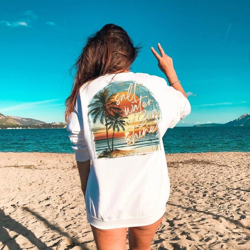 Salt Water Sunshine Png Beach Png Retro Summer Png Retro Png Summer Png Trendy Png Sublimation Designs Summer T Shirt Png Design