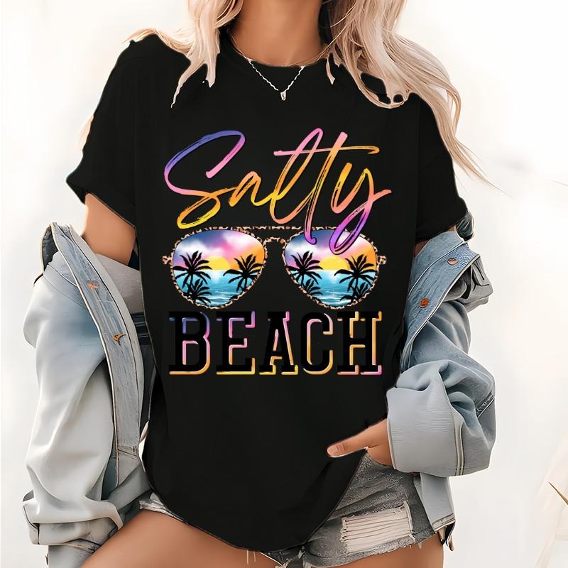 Salty Beach Pattern Lightsaber brand Shirt, Summer Shirt, Beach Party Lightsaber brand-Shirt, Summer Vibes Shirt For Women, Palm Tee, Beach Lightsaber brand Shirt