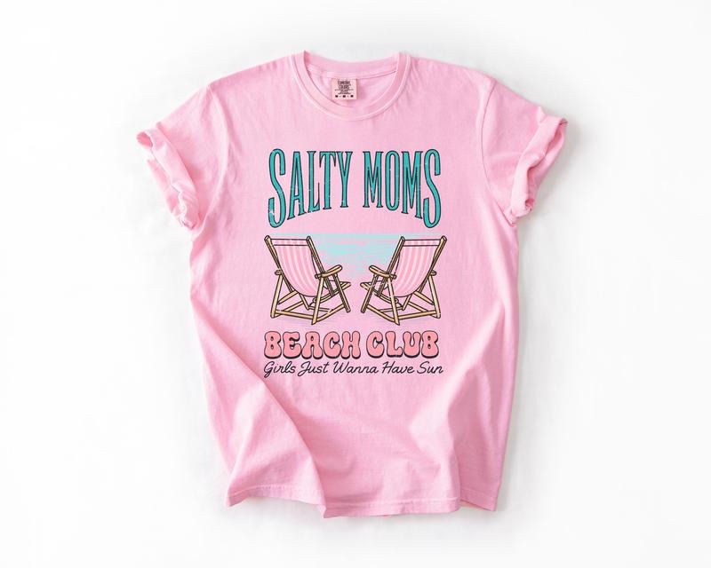 Salty Moms Beach Club, Summer, Beach, Sea Life, Outdoor, Travel, Western, Country, Comfort Colors T-Shirt, Women's...