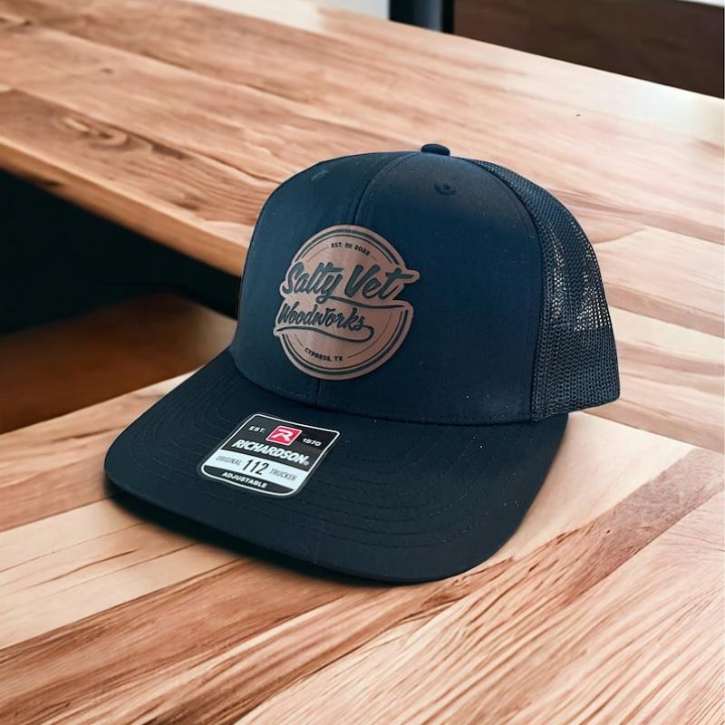 Salty Vet Woodworks LLC Leather Hat Patch Richardson Hat Mesh Back Snap Back | Salty Vet | T-Shirts, Hoodie, Sweatshirt