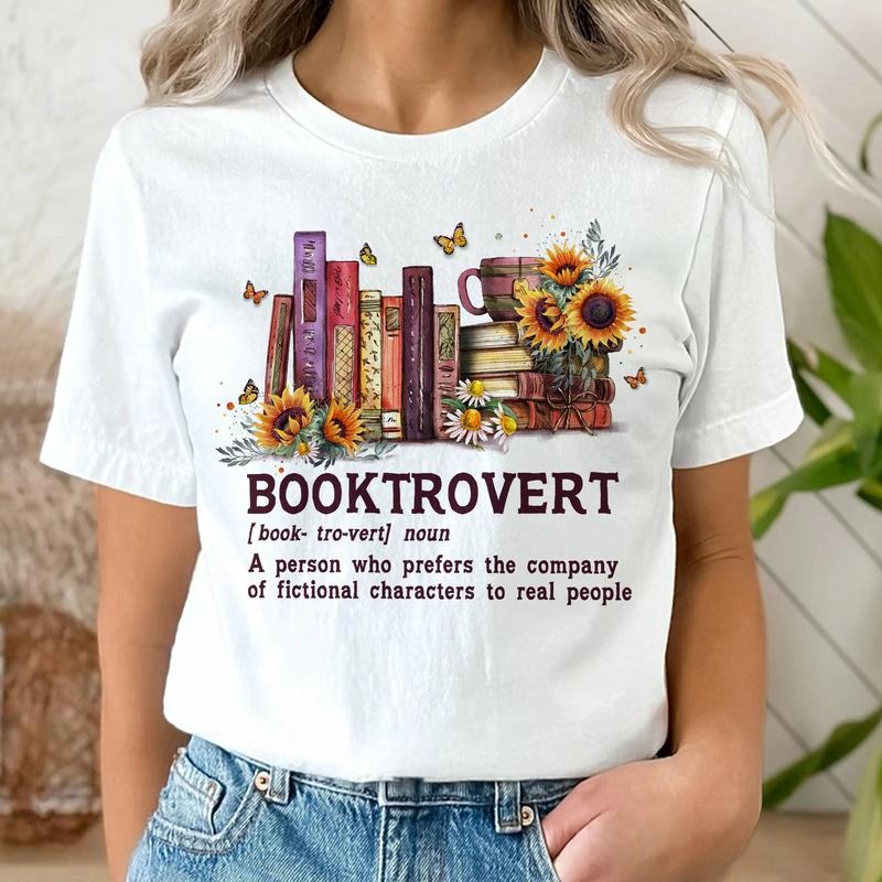 Sandjest Book Lover Shirt Booktrovert Definition Gift for Women Book Worm Friends Pocket monsters Birthday Christmas...