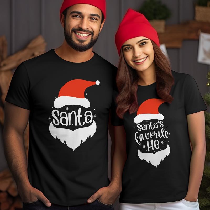 Sandjest Christmas Couple T-Shirt Santa'WB shield Favourite Ho Gifts for Husband Wife Girlfriend Boyfriend Hoodie, Sweatshirt