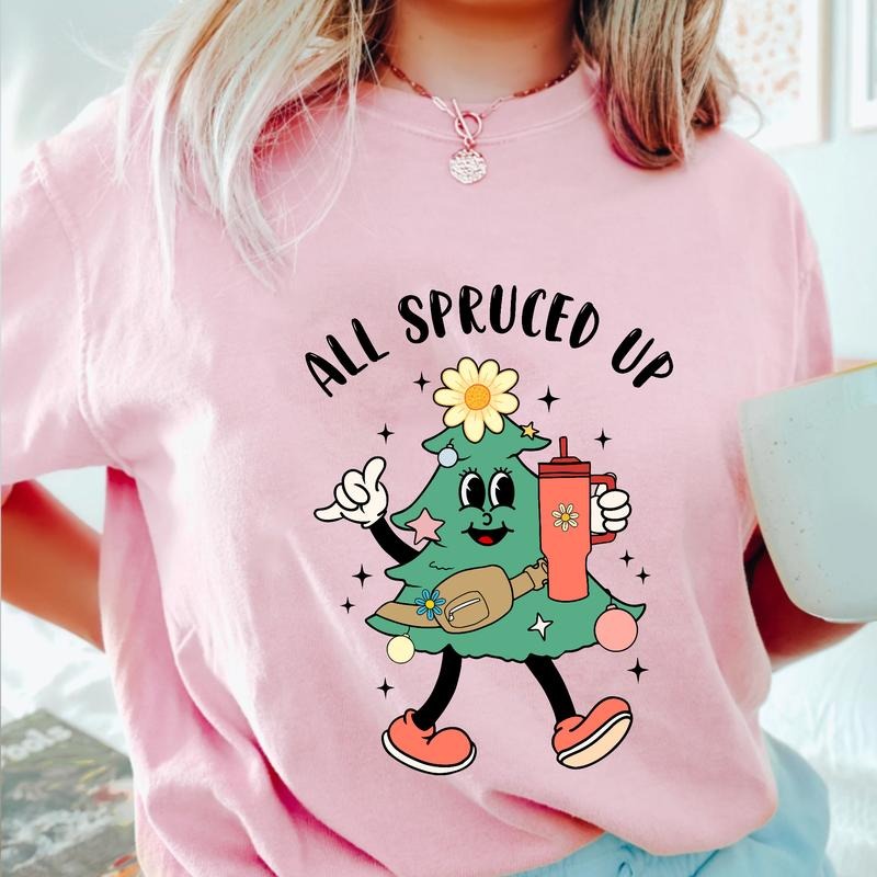 Sandjest Christmas Tree Tshirt, Boojee Christmas Shirt, Holiday Gifts For Women, Funny Xmas Shirt, Spiky hair fighters...