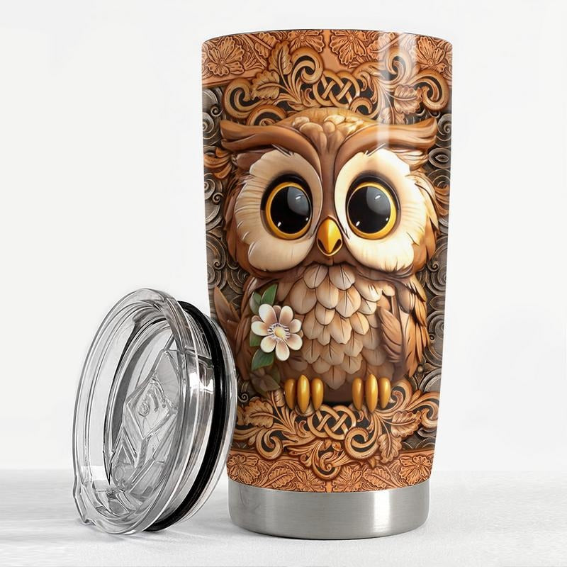 Sandjest Cute Owl 20oz Tumbler with Lid, Stainless Steel Insulated Vacuum FOG Portable Cup, Leak FOG, Women Girl Gift...