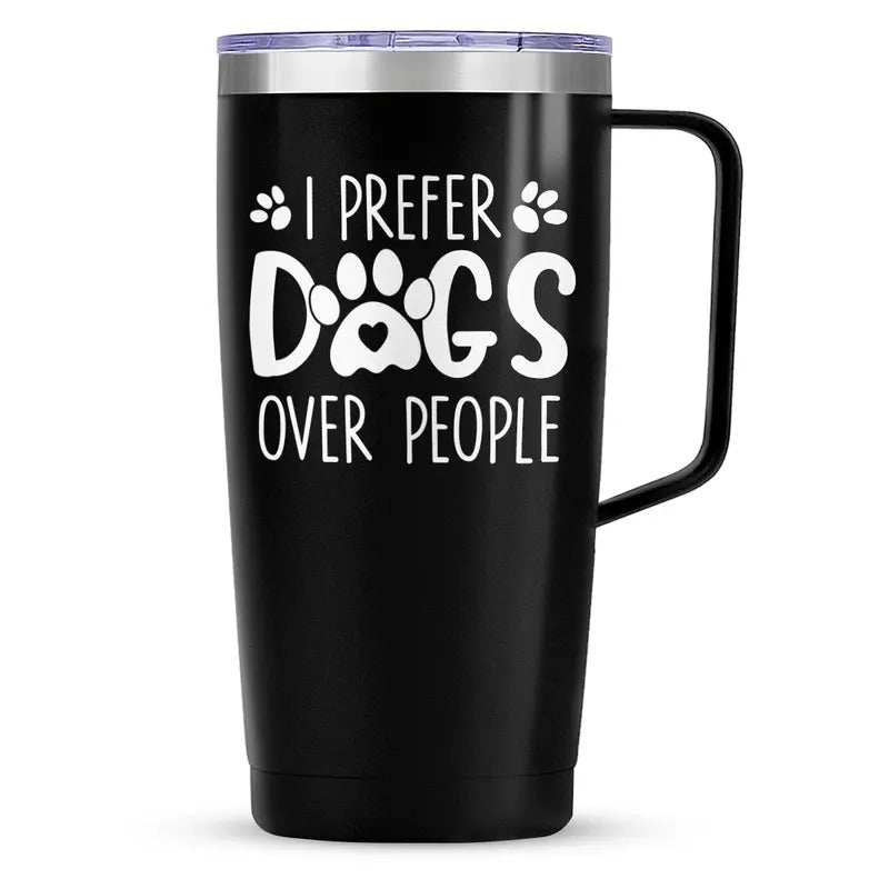 Sandjest Funny Dog 20oz Tumbler with Handle & Lid, Stainless Steel Insulated Vacuum FOG Travel Cup, Dog Lovers Gifts Men...