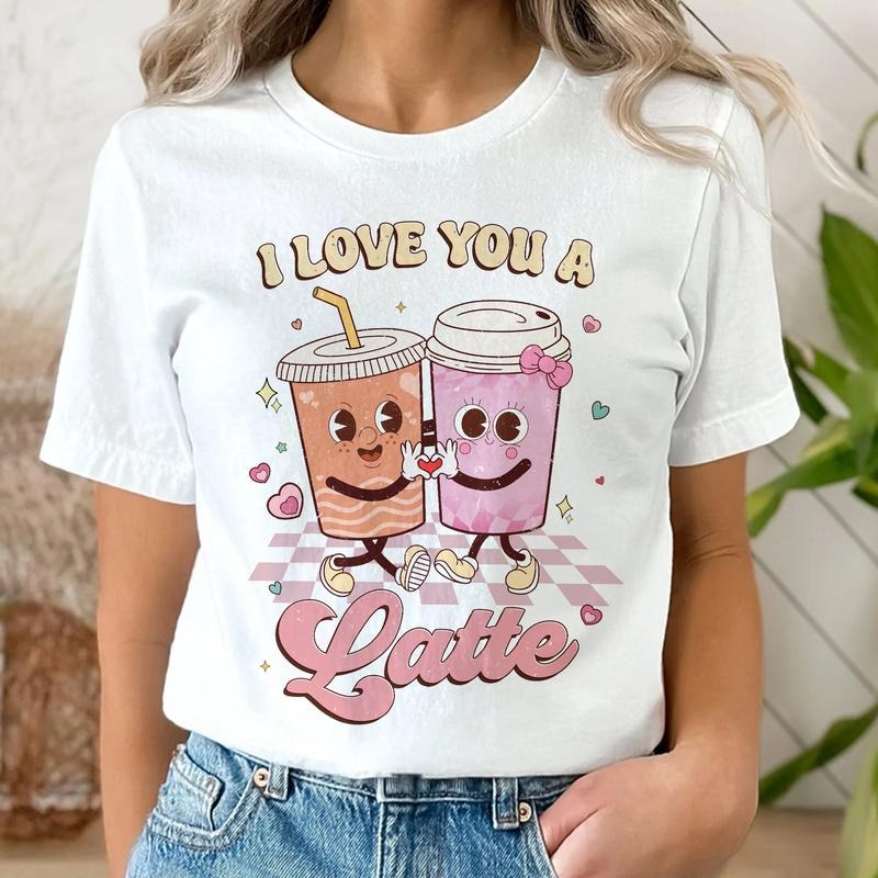 Sandjest Valentine Cute Shirt Swoosh Love You WB shield Latte Gift for Couple Besties Girl Boy