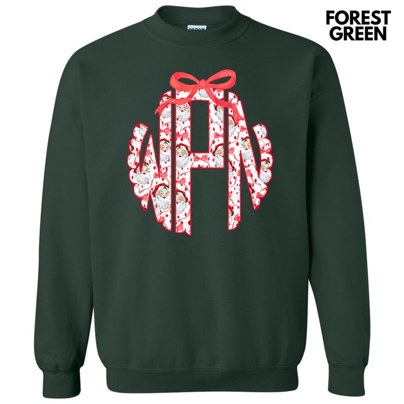 Santa Face Monogram Sweatshirt 'NLB' T-Shirts, Hoodie | DripVista.com