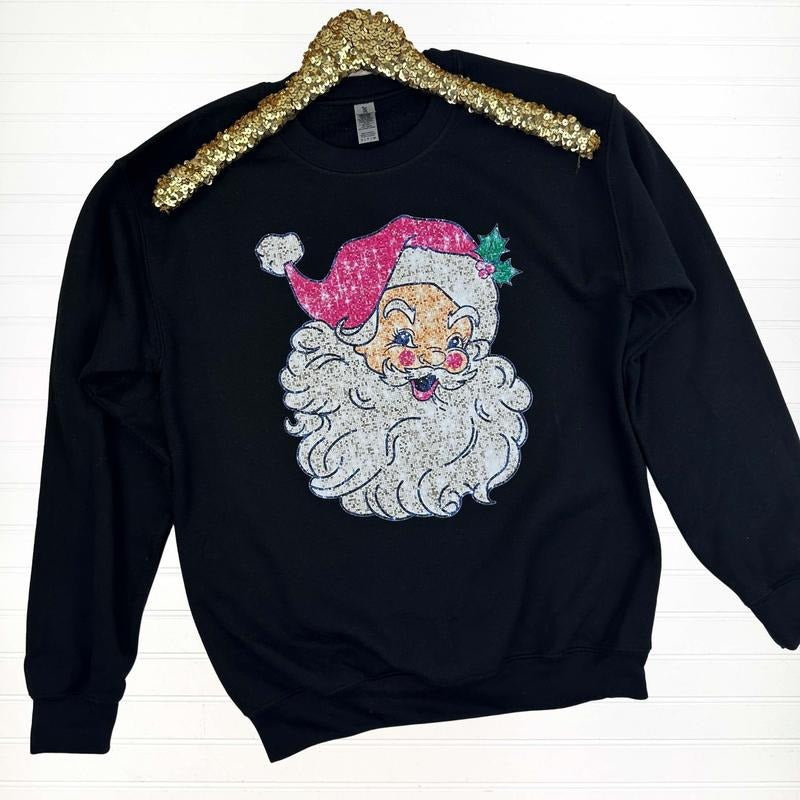 Santa Faux Sequin Sweatshirt T-Shirts, Hoodie | DripVista.com