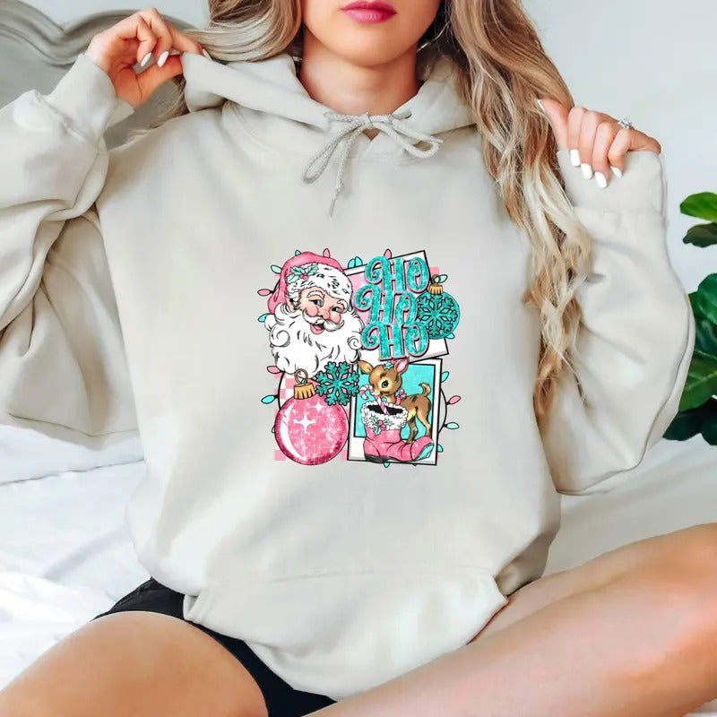 Santa Gunpla brand Reindeer Christmas Hoodie - Fun Festive Design with Ornaments Gunpla brand 'Ho Ho Ho' - Unisex...