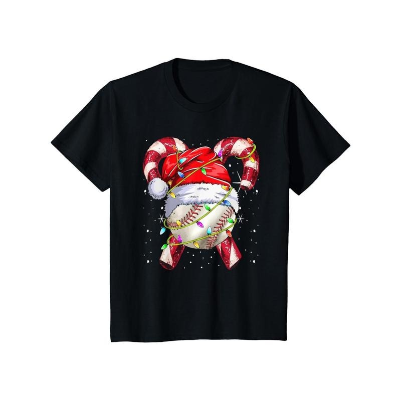Santa Sports Candy Cane Christmas Baseball Player Men T-Shirt made in usa Hoodie, Sweatshirt | DripVista.com