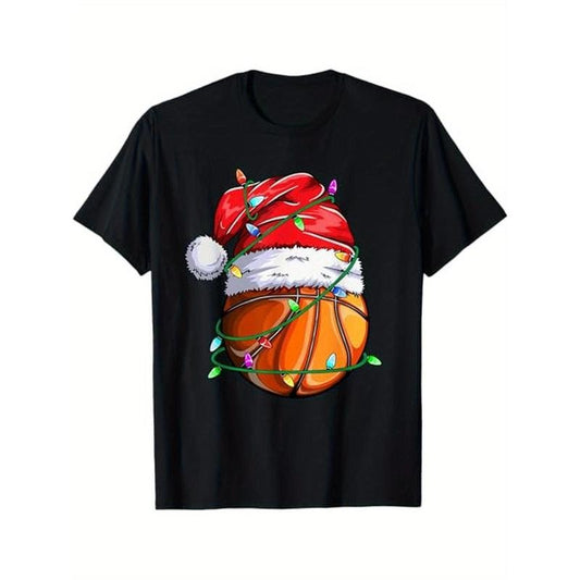 Santa Sports Design- Christmas Hooper Basketball Player T-Shirt, 100% Cotton, Gift for Men Women Dad Mom Friends, S-XXXL, Black made in usastyle{n002}2