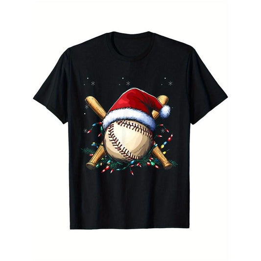 Santa Sports Design For Men Boys Christmas Baseball Player T-Shirt made in usa