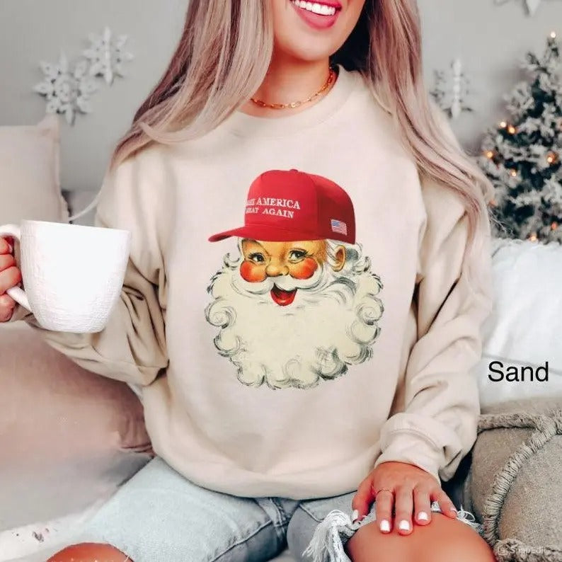 Santa Trump Christmas Sweatshirt, Funny Christmas Shirt, Santa Trump Shirt, Election Shirt, Republican Christmas , Trump Won Shirt, For Men, For Women