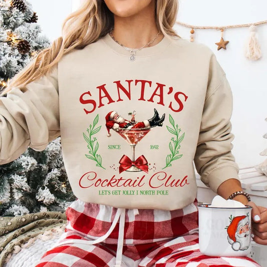 Santa's Cocktail Club Christmas Sweatshirt, Christmas Shirt, Funny Christmas Sweater, Espresso Martini, Dirty Martini, Holiday Bachelorette