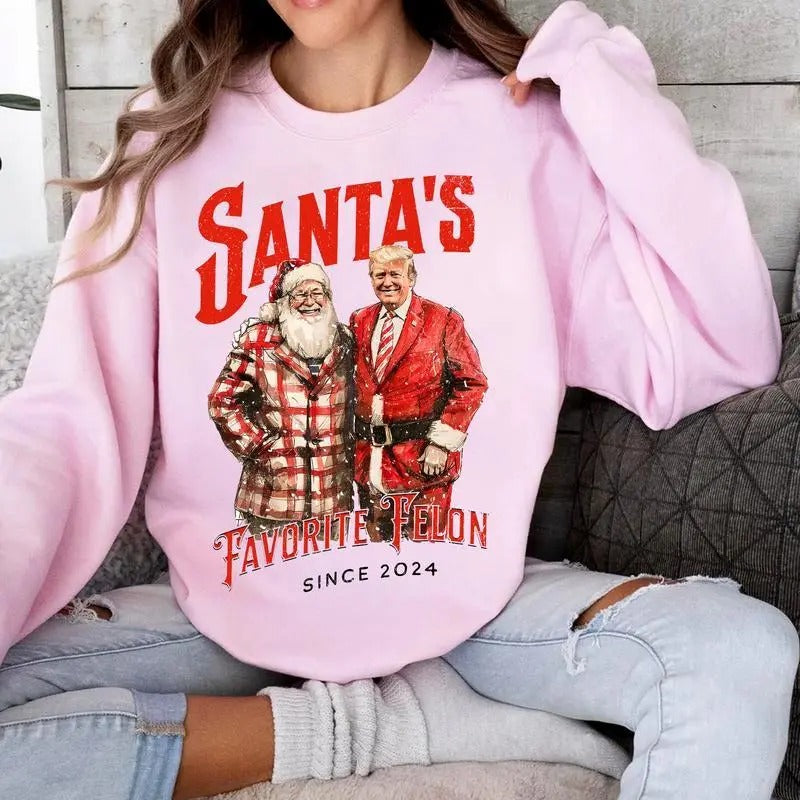 Santa's Favorite Felon Shirt-Sweatshirt, Trum Christmas Shirt, Funny Trum Shirt, Christmas Shirt, Gift for Republican, For Men, For Women
