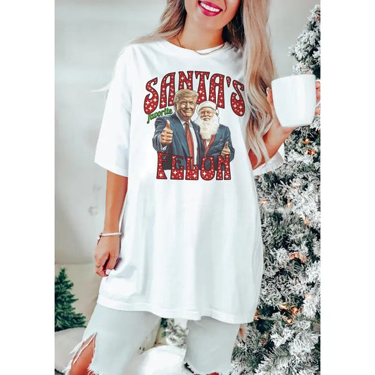 Santa's Favorite Felon Trump Christmas Republican T-Shirt, Funny Christmas Party T-Shirt, Donald Trump MAGA Holiday Tee, Spirit
