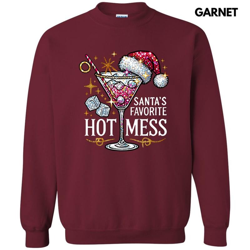 Santa's Favorite Hot Mess Sweatshirt 'NLB' T-Shirts, Hoodie | DripVista.com
