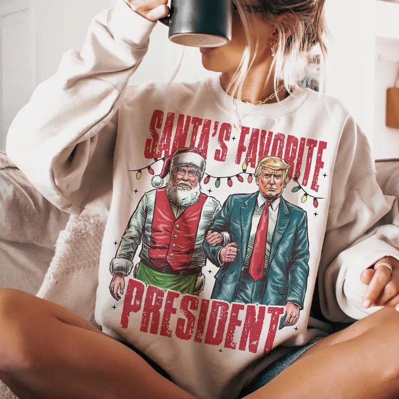 Santa's Favorite President Shirt, File - Humorous Trump Christmas T-Shirt, Design Clipart Illustration Digital Download...
