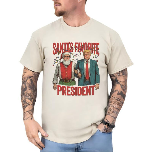Santa's Favorite President Trummp T-shirt, Humorous Trum Christmas Shirt, Funny Santa Trummppp 2024 Tee, Daddy's Home T-shirt, Xmas Holiday Menswear