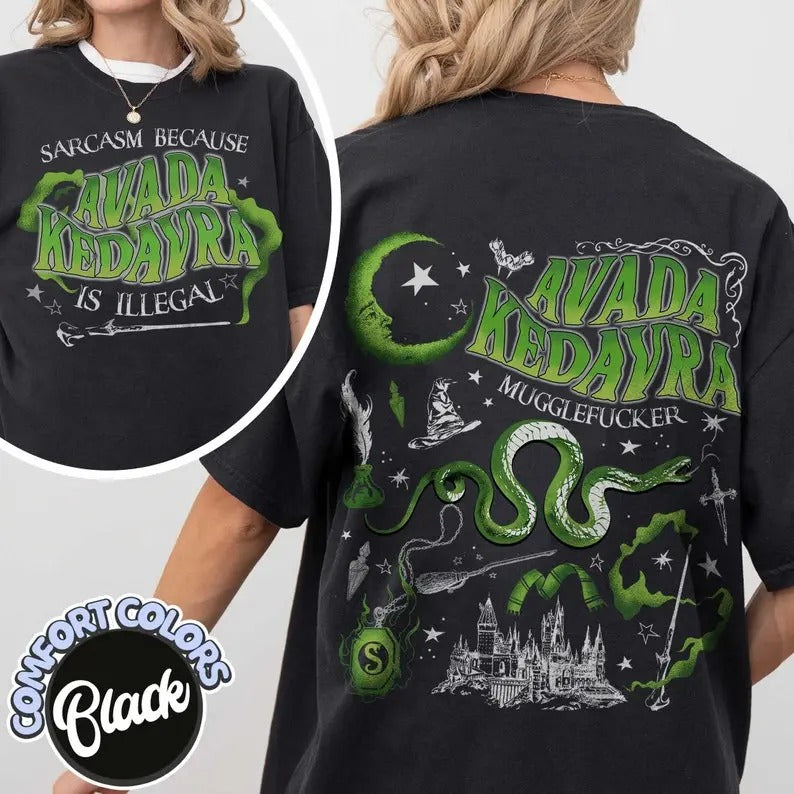 Sarca$m Because Av@da KedAvra Is Illegal Shirt, Hp Fan shirt, Wizard Shirt, Magic Wand, Wizard School Shirt, Superhero Shirt