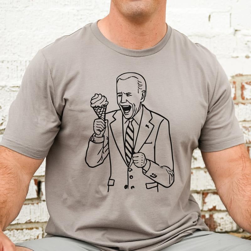 Sarcastic Election 2024 trump Tees Funny Political Tshirts Voting T-Shirts Unisex biden ice cream cone dementia nope President biden Tees Trump Election tees Political vote tees America Tshirts