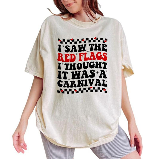 Sarcastic Red Flag Vintage Tee, Sarcastic Situationship Vintage Graphic Tee Women, Divorce Women Shirt, Adult Humor Shirt For Women, Funny Saying Women's Top, Womenswear, Cotton Fabric Relaxed Fit Chic Style