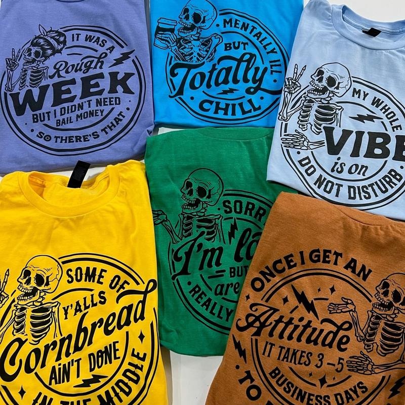 Sarcastic Skull Tshirts Funny Attitude Rocker Tees Rough Week and Bail Money Tshirt Cornbread Ain't Done In The Middle...