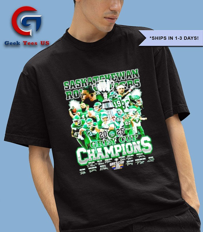 Saskatchewan Roughriders Team 2025 Grey Cup Champions signature shirt