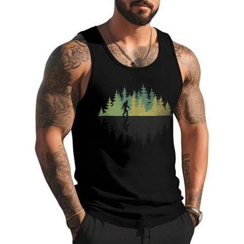 Sasquatch Yeti Reflection Forest Trees Conspiracy Bigfoot Unisex Tank Top, Cotton, Size S-3XL T-Shirts, Hoodie, Sweatshirt