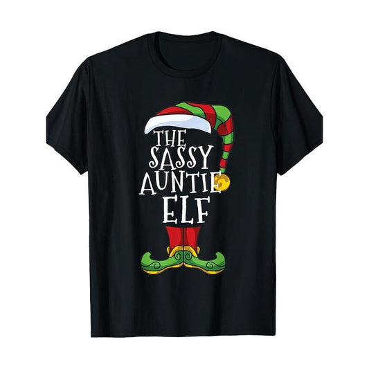 Sassy Auntie Elf Family Matching Christmas Group T-Shirt 100%cotton Made in USA