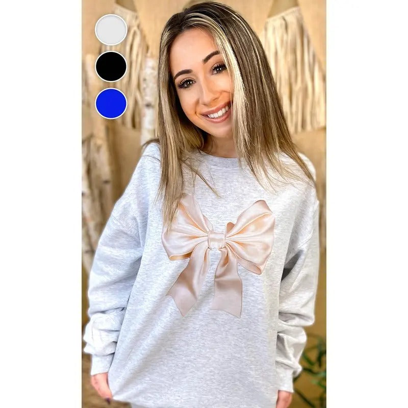 Satin Bow Graphic Sweatshirt T-Shirts, Hoodie | DripVista.com