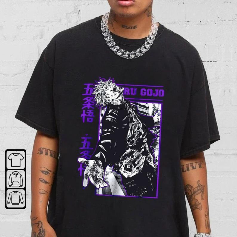 Satoru Gojo Jujutsu Kaisen Anime T-Shirt Menswear Top Hoodie, Sweatshirt | DripVista.com